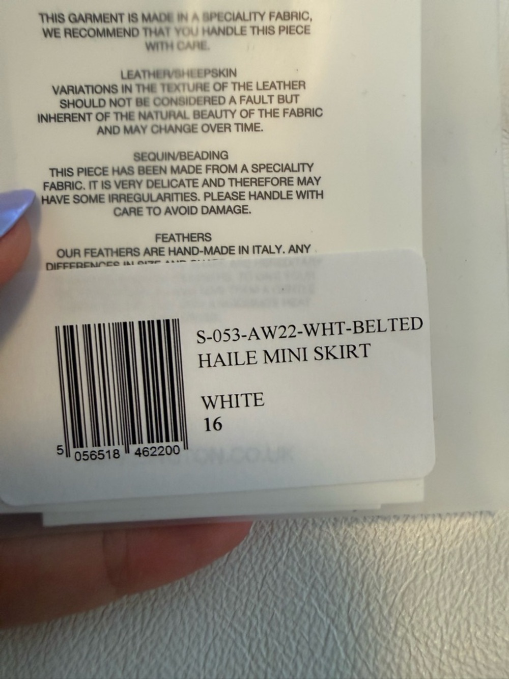 Nwt 16arlington Haile White Leather Mini Skirt Womens Size 16 — image 7 of 8